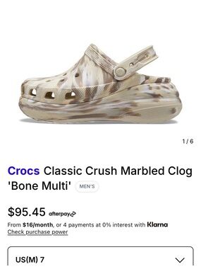 CROCS Classic Crush Marbled Clog in Bone Multi size 7 women’s 5 men’s